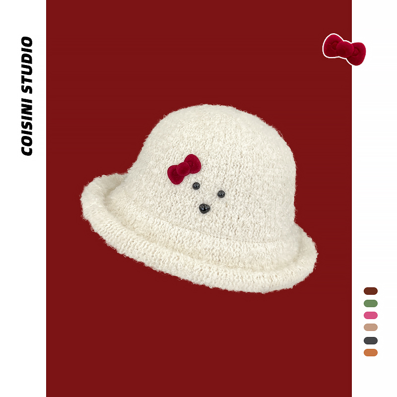 法式卷边小礼帽可爱甜美渔夫帽