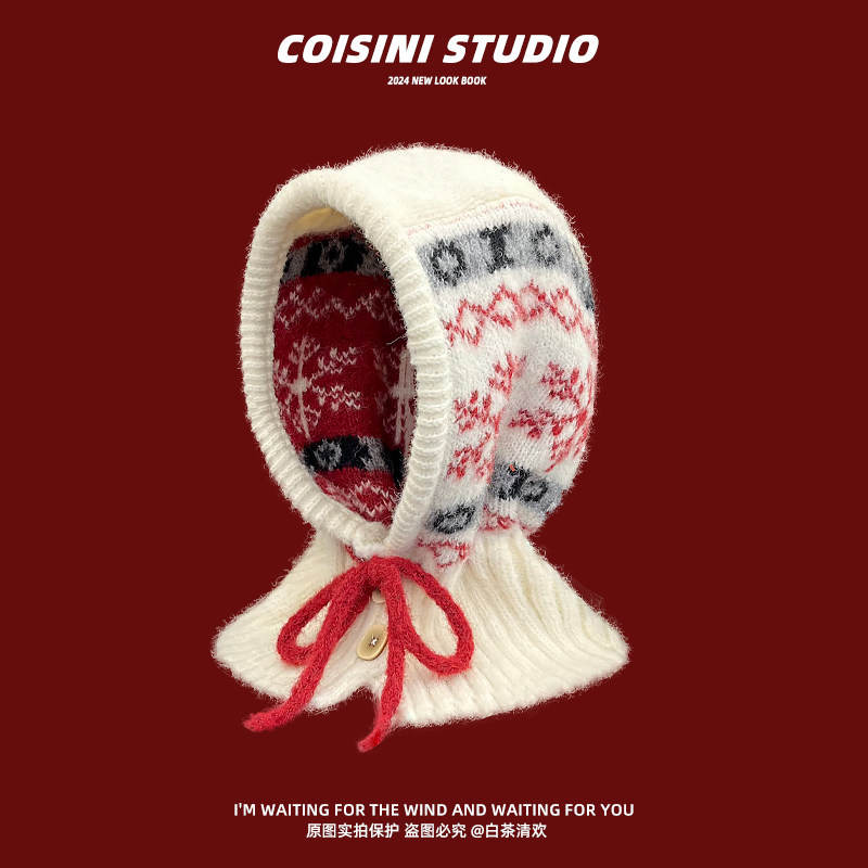 费尔岛提花针织巴拉克拉法帽女秋冬季新款加厚显脸小护耳雷锋帽子,服饰配件/皮带/帽子/围巾,帽子,淘宝优惠券,粉丝福利购,淘宝优惠卷