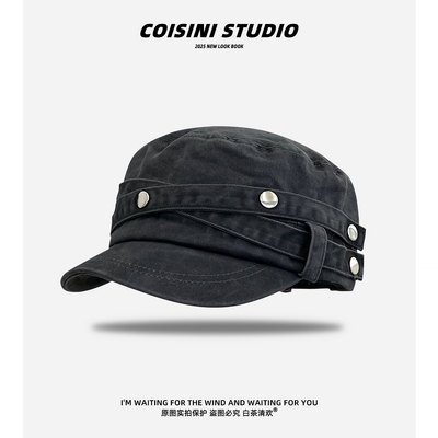 复古做旧休闲平顶帽女2025新款