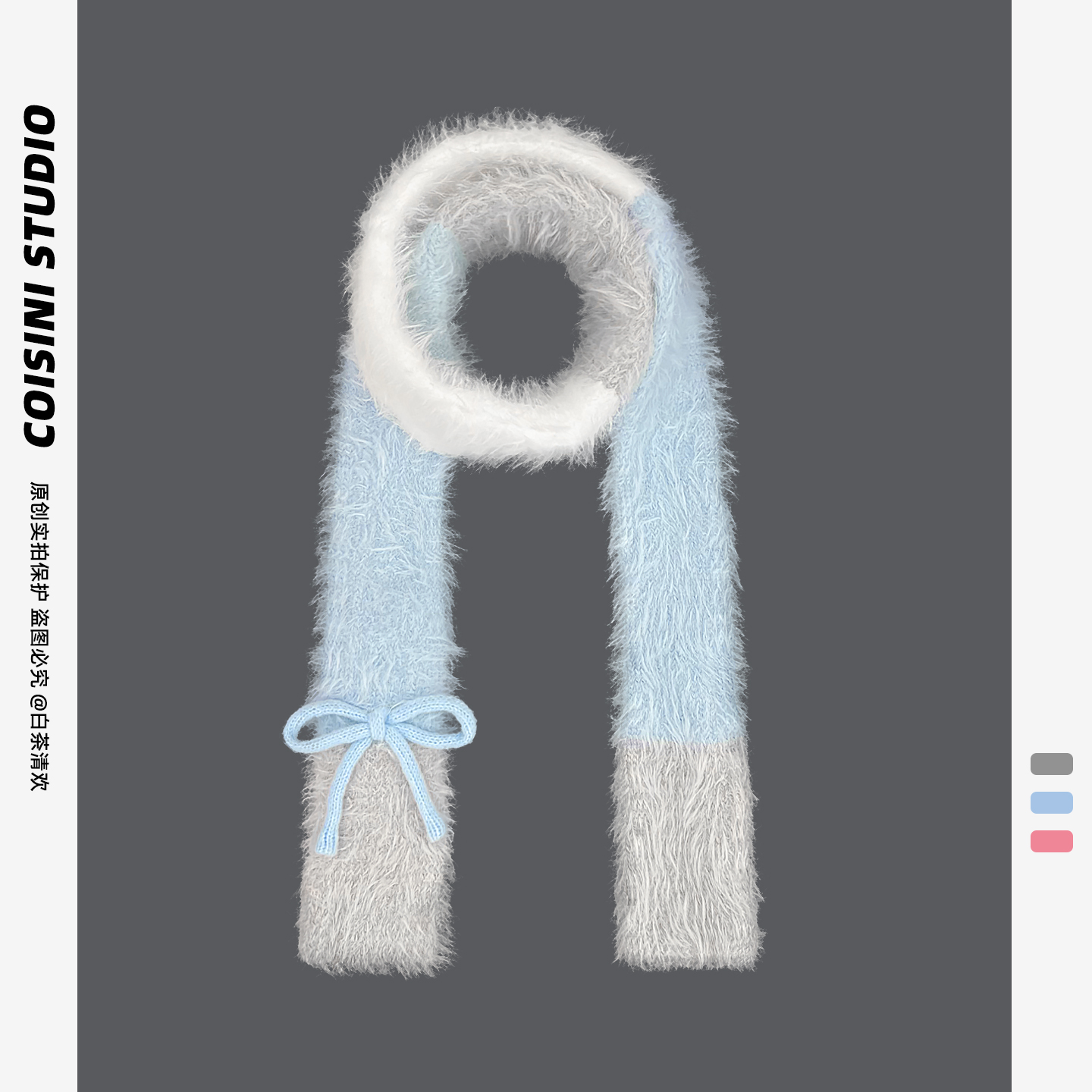 韩版可爱毛绒绒蝴蝶结针织围巾潮