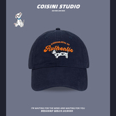 美式 百搭街头嘻哈鸭舌帽子显脸小 复古斑点小狗刺绣棒球帽女春夏季