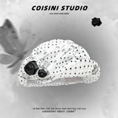 小众复古波点立体花朵贝雷帽女春夏季 韩氛围感褶皱翻檐云朵帽百搭