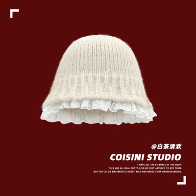 韩系ins博主慵懒风花边针织盆帽