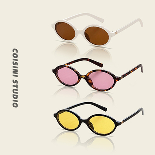 遮阳防晒复古文艺太阳镜显脸小 书呆子椭圆形墨镜女夏季 张元 英同款