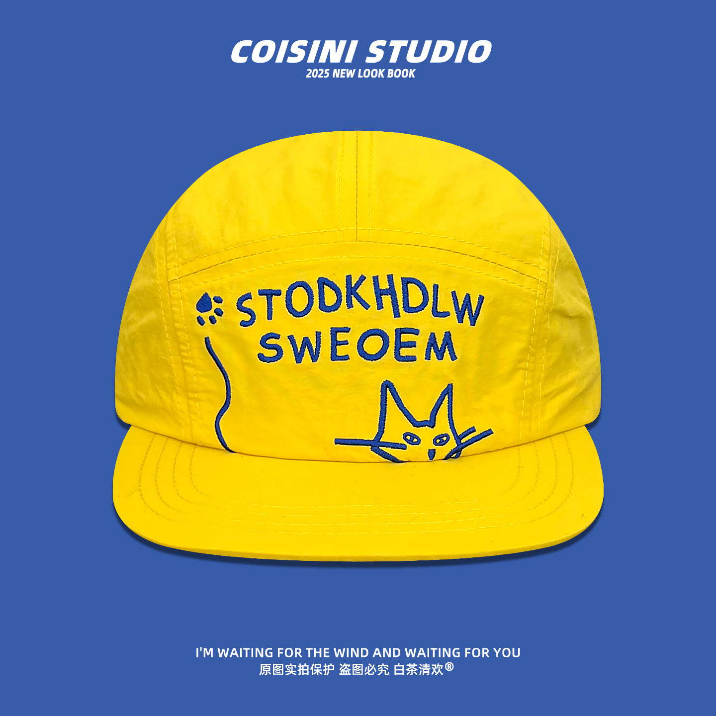 可爱小猫刺绣平檐棒球帽男女2025春季大头围显脸小遮阳百搭鸭舌帽