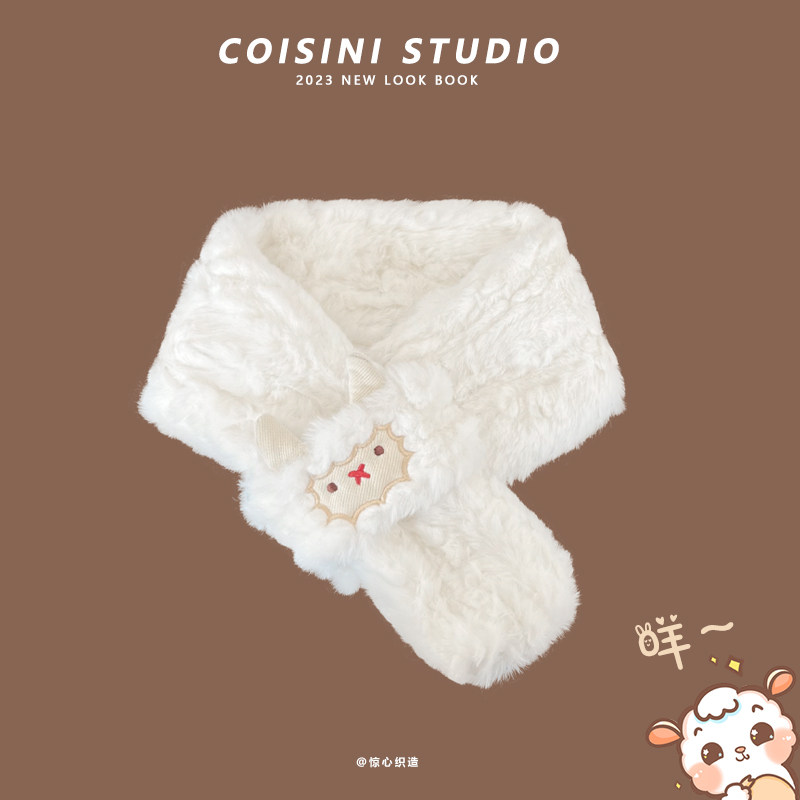 日系卡通可爱小羊交叉毛绒围脖女冬季保暖百搭学生情侣短款小围巾,服饰配件/皮带/帽子/围巾,围巾/丝巾/披肩,淘宝优惠券,粉丝福利购,淘宝优惠卷
