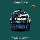 美式 复古腊肠小狗刺绣棒球帽子男女生春夏痞帅街头嘻哈格纹鸭舌帽