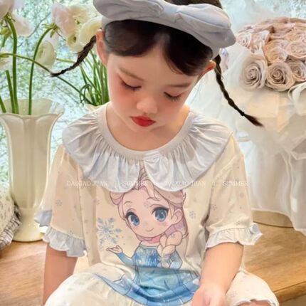 女童睡裙莫代尔儿童睡衣2026夏季新款可爱卡通宝宝家居服家居裙薄