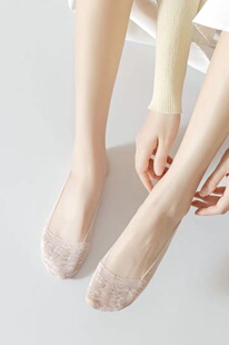 3双水自由/逸如枫袜底2068浅口秘密花园蕾丝女隐形袜圈胶防脱船袜