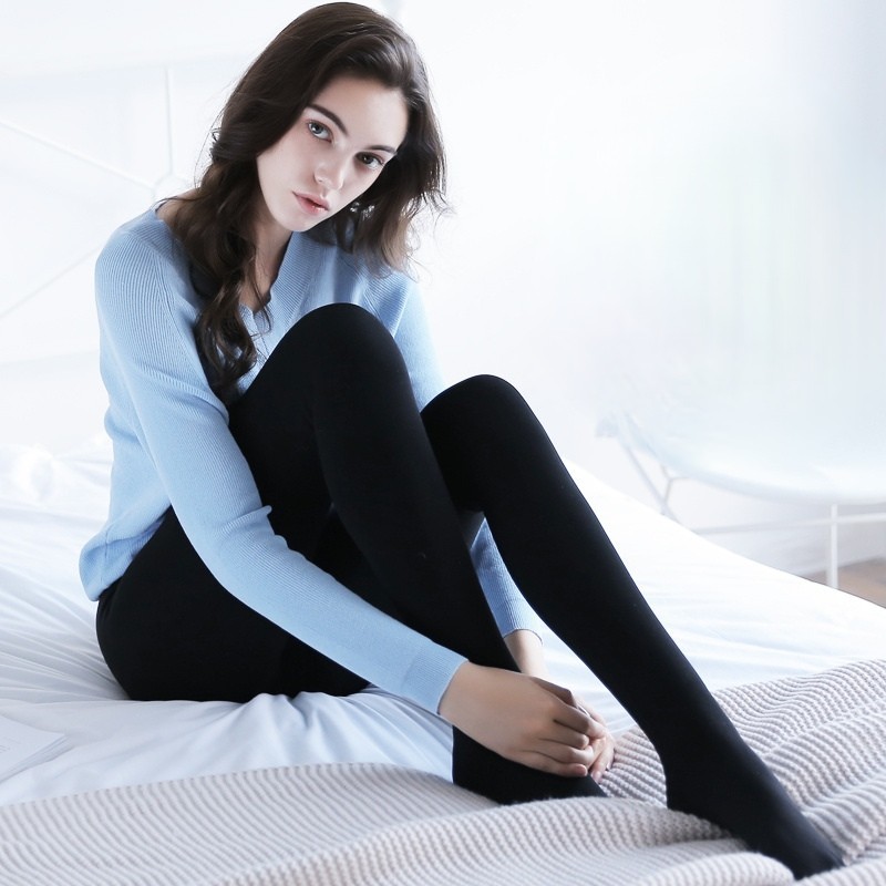 200D天鹅绒显美腿连裤袜 不透肉黑色打底袜 外贸显瘦 九分袜女