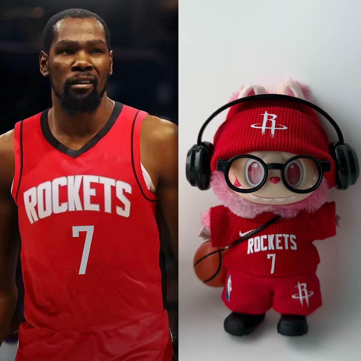 NBA火箭杜兰特娃衣一二三代娃衣玩偶球衣适用于布布17cm篮球周边