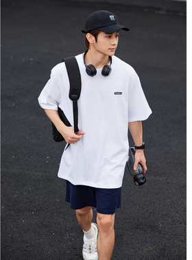 蔡哥哥男装纯棉300g日系少年感白色短袖T恤男流行宽松廓形N118