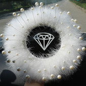 可爱细羽毛圆形汽车防滑垫仪表台车载摆件置物垫漂亮车内装 饰用品