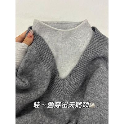 百搭基础款半高领简约针织打底衫女秋冬修身内搭长袖上衣冬天内搭