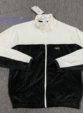 Nike/耐克 SB 撞色拼接男子丝绒复古运动夹克外套 DD0574-010-333