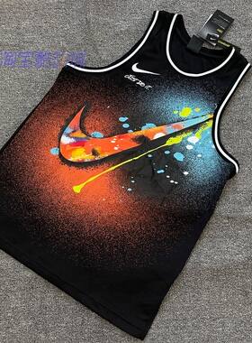 男炫彩大LOGO运动无袖
