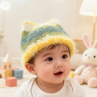 猫耳帽子雪宝线手工diy编织儿童帽子自制毛线带工具教程材料包