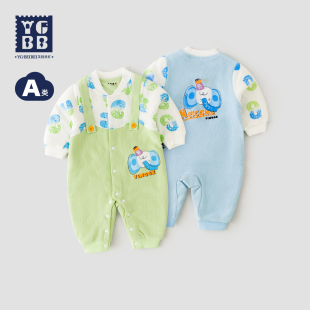 英格贝贝男宝宝春秋装 连体衣外出抱衣婴幼儿棉服保暖哈衣 新款