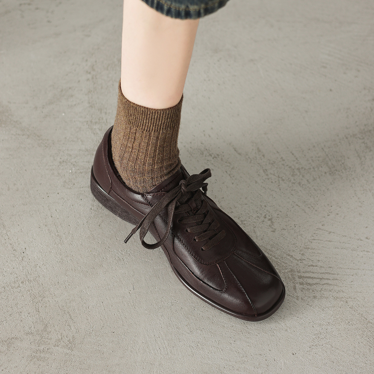 lorem香港 2026春季新款深口小皮鞋软底单鞋系带百搭通勤工作鞋女,女鞋,深口单鞋,淘宝优惠券,粉丝福利购,淘宝优惠卷