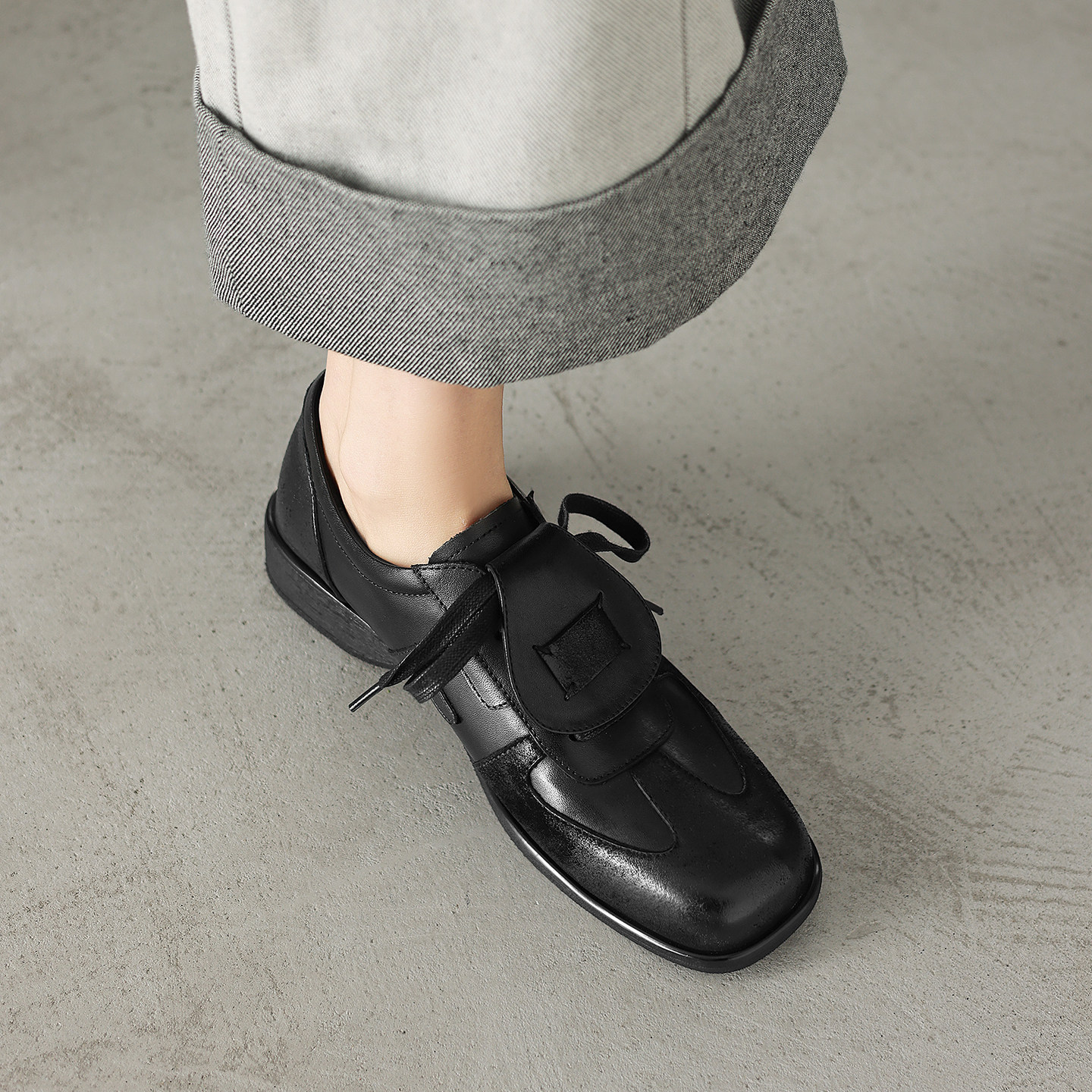 lorem香港 2026春季新款休闲深口鞋简约百搭系带运动风时尚小皮鞋,女鞋,深口单鞋,淘宝优惠券,粉丝福利购,淘宝优惠卷