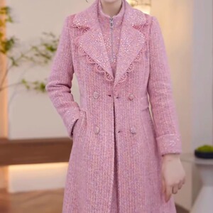 雪花绒加厚连衣裙套装2025秋冬新款优雅洋气中长款大衣外套裙子