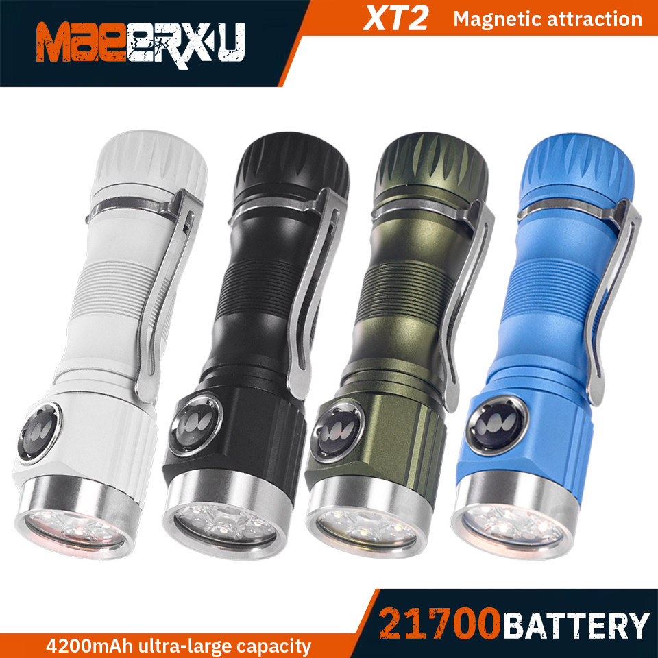 迈尔讯XT2便携式4*LED侧按开关21700锂电池EDC户外照明手电筒