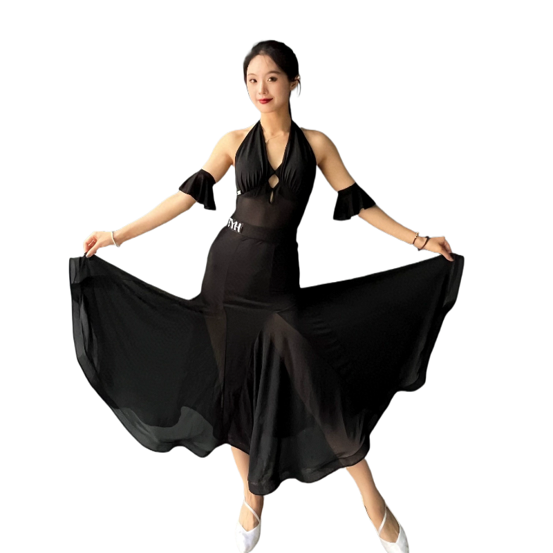 TYH分体挂脖套装成人华尔兹舞半身裙比赛表演服国标舞交谊舞
