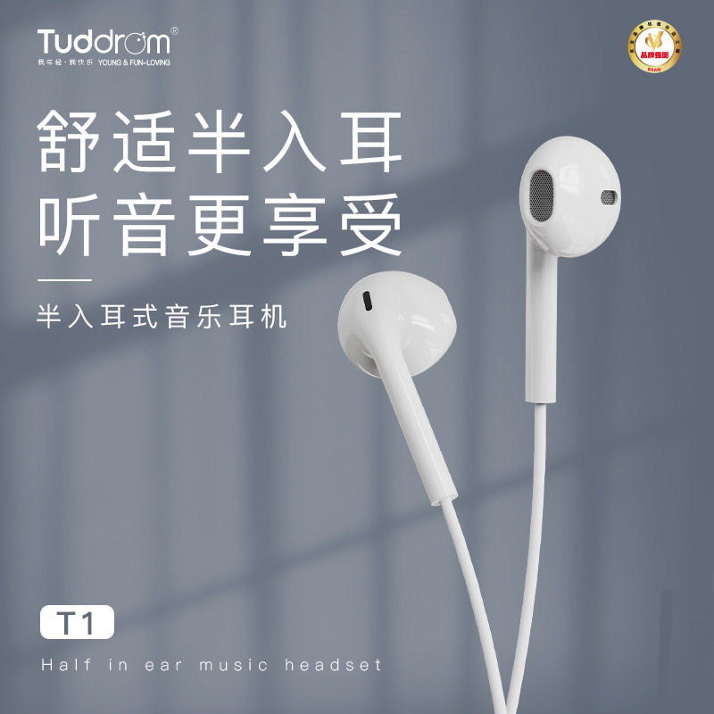 小魔鸭T1有线耳机半入式Type-C接口舒适佩戴久戴不痛3.5圆头通用