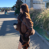 美拉德麂皮绒皮毛一体羽绒服女2025冬爆款高级感气质保暖90绒外套，女装派克服，2C170