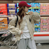 美式慵懒chic短款棒球服外套女春秋2025独特超火好看休闲小众夹克，女装短外套，2C170