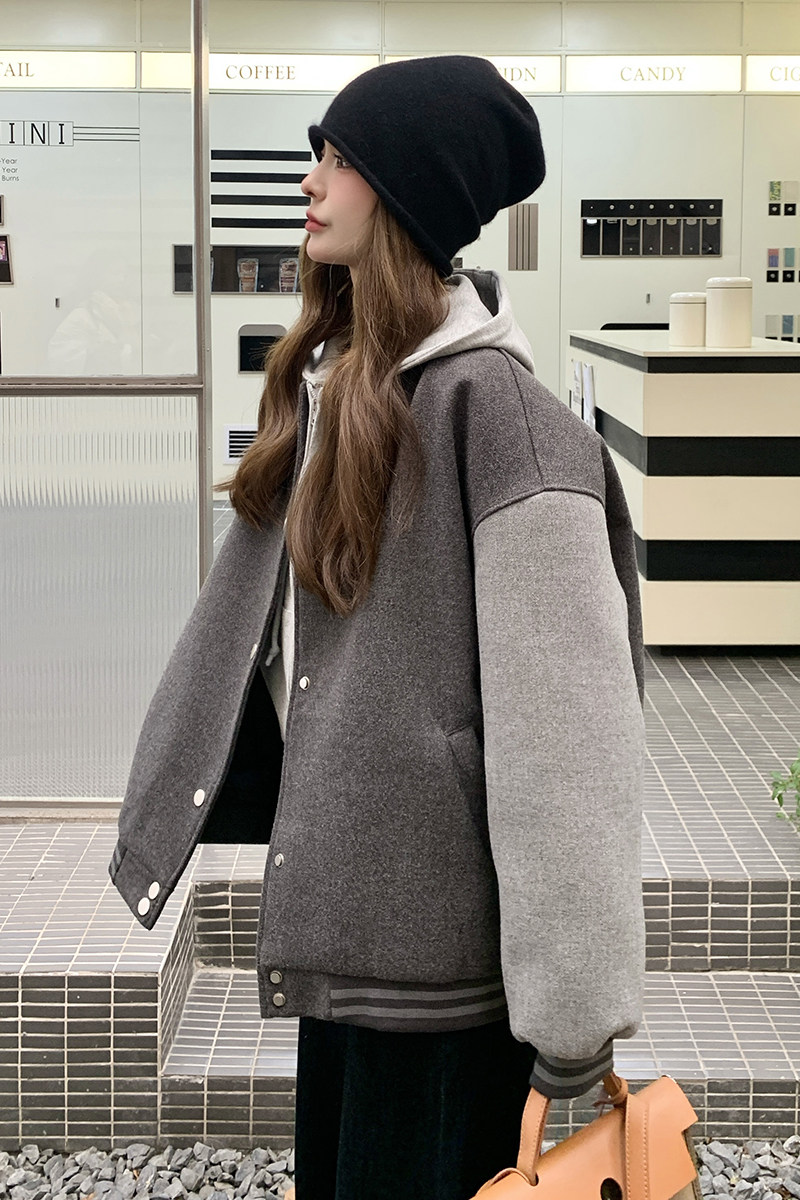 美式学院风羽绒棒球服女2025冬季新款加厚白鸭绒内胆显瘦夹克外套,女装羽绒服,2C170