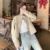 设计感立领夹克机车服外套女2025春秋季新款甜酷显瘦短款夹克上衣，女装短外套，2C170