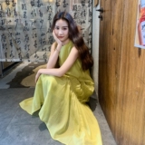 小清新绿色无袖连衣裙女2025夏季新款法式慵懒风宽松显瘦背心长裙，女装连衣裙，2C170