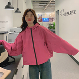 秋款玫粉色冲锋衣外套2C170--3002--P145控198，女装短外套，2C170