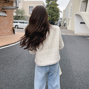 精致粗花呢拉毛小香风外套女2024春秋新款小个子气质高级感短上衣图片