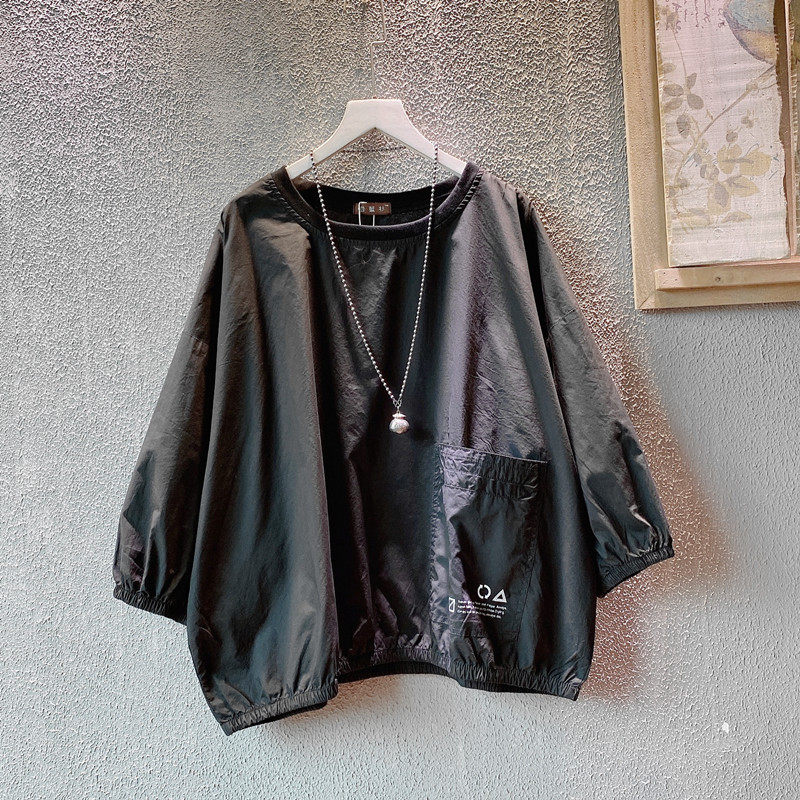 宽松大码圆领棉布卫衣女