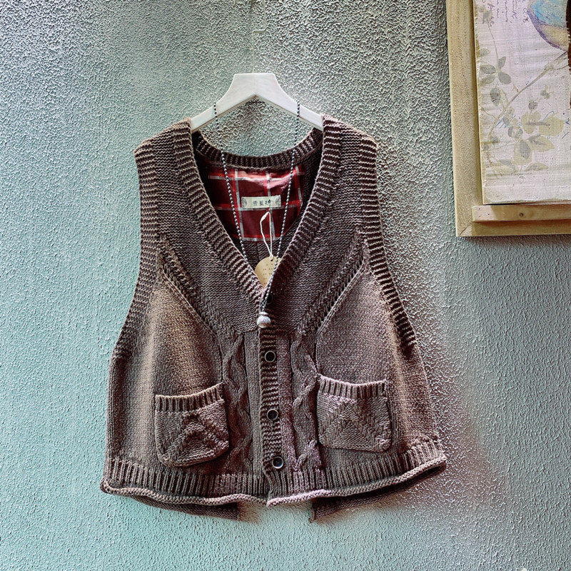 毛背心全棉线文艺范马夹女