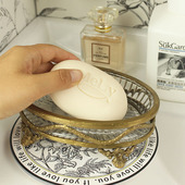 进口黄铜玻璃香皂盒北欧复古创意肥皂盒卫浴收纳欧式 奢华皂盒美式