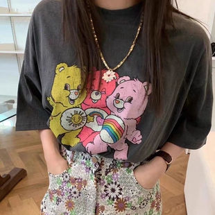 百搭宽松显瘦小熊印花短袖 款 T恤女 ROSIE2025夏季 现韩国东大门代购