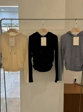 现~韩国东大门代购BPLAN2025春百搭减龄连帽抽绳修身显瘦打底T恤