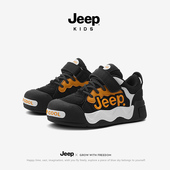 二棉软底加绒皮面防水中大童鞋 Jeep吉普儿童运动鞋 男童秋冬新款 子