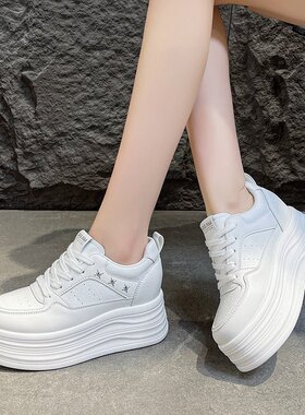 2026春季厚底8cm内增高小白鞋女透气系带休闲鞋小个子百搭运动鞋