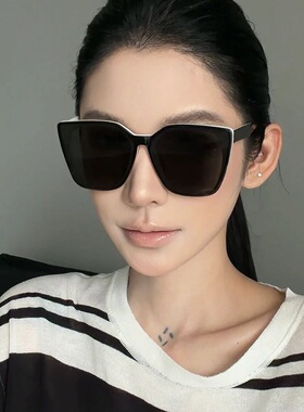 设计师款黑白撞色大框墨镜女素颜遮肉显脸小防晒防紫外线太阳镜潮
