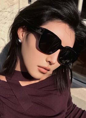 2026新款黑色墨镜 防紫外线防晒遮阳镜 方形太阳镜 大脸显瘦UV400