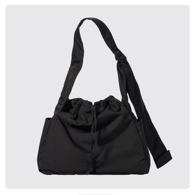 女装男装柔软挎包尼龙抽绳单肩斜挎包大容量包包25秋冬新款483802