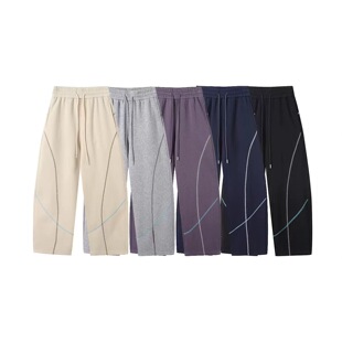 大厂订单！冬女裤休闲苏哈线宽松显瘦加绒保暖弯刀裤阔腿卫裤长裤