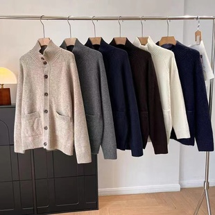 日单男装女装情侣针织开衫舒芙蕾长袖毛衣外套软糯上衣新款480023