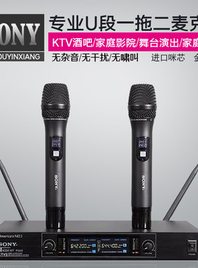 索尼专业无线话筒家用卡拉OK舞台KTV演唱会明星款一拖二U段麦克风
