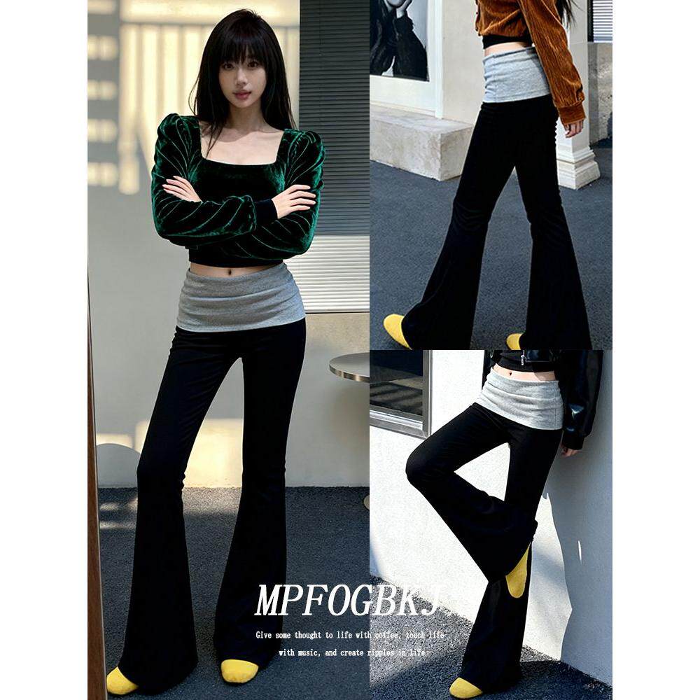 现货2025低腰微喇叭休闲裤女春秋新款修身显瘦瑜伽运动裤长裤