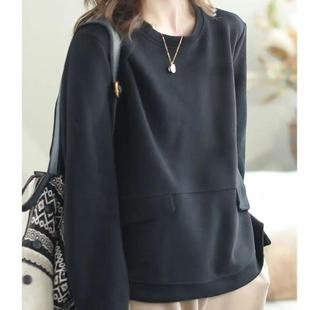 卫衣春秋新款 260克螺纹德绒时尚 妈妈装 宽松长袖 显瘦上衣 圆领大码